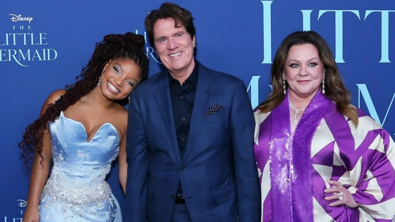Halle Bailey and Rob Marshall at a promotional event for The Little Mermaid. (Image: Twitter/HalleBailey)