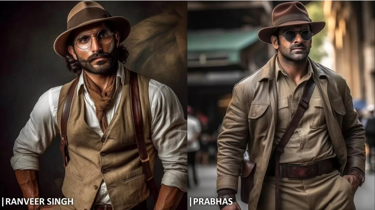 Ranveer Singh and Prabhas' AI avatars as Indiana Jones
